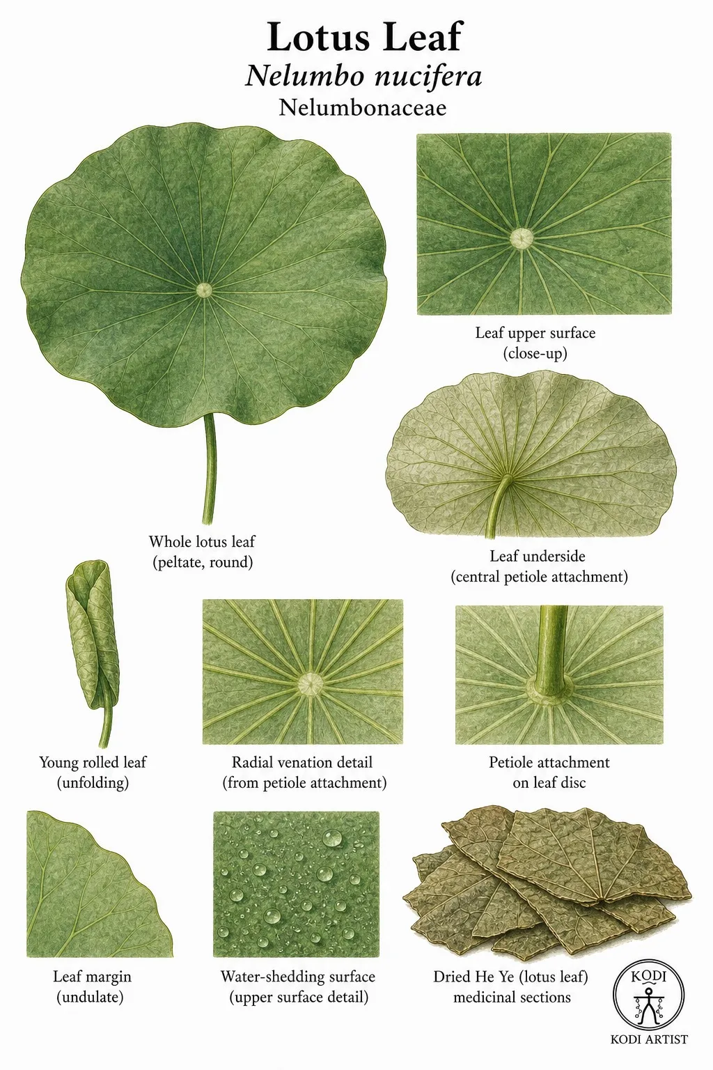 Botanical plate of lotus leaves by Kodi